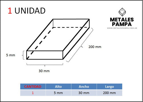 Metales Pampa Rectangular Copper Bar 30mm X 5mm X 200mm 1