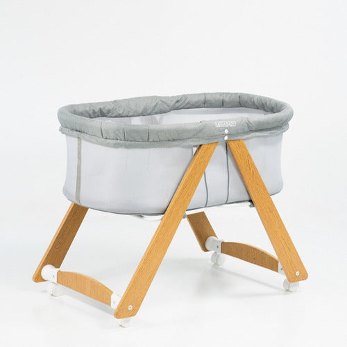 Mega Baby Luna Crib Moses Basket - Laminated Wood and Tulle 1