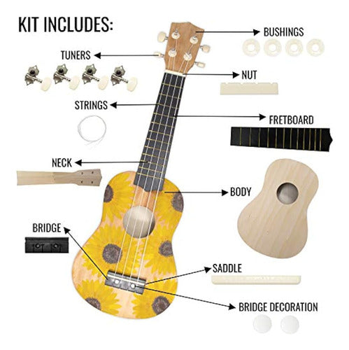 Kraftex Soprano Ukulele DIY Kit (22 Inches) Build Your Own 3