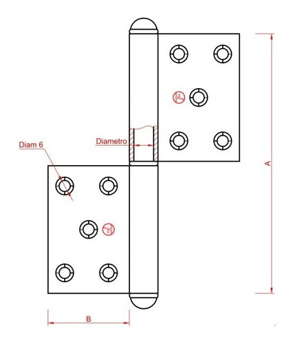 Fumaca Bisagra Ficha Carpintero 5 Agujeros 2x5x1.5 - 25 Uds 1