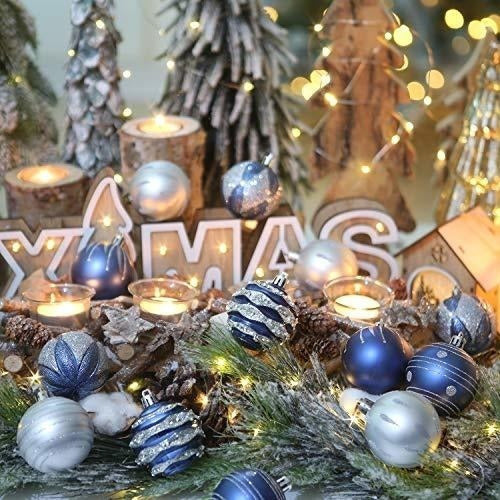 Sea Team 16 Christmas Tree Baubles Dark Blue/Grey 8cm 3