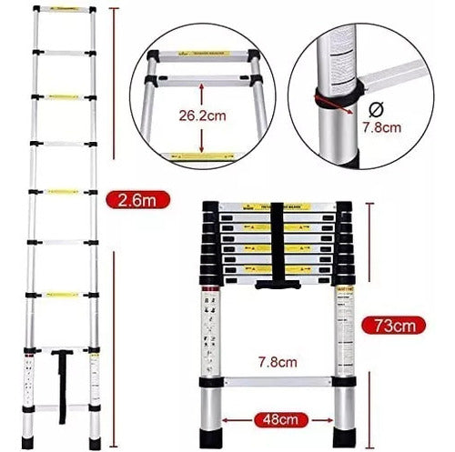 Kulbart Telescopic Aluminum Ladder 9 Steps 2.6 M 2