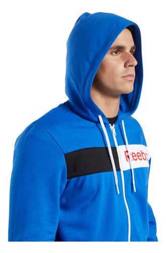 Reebok Men’s Linear Logo Hoodie in Humble Blue 2