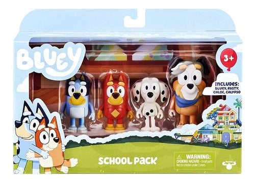 Bluey Set Con 4 Figuras School Pack Original 17366 0