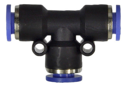 Emenda União Tee Pu 08 Mm T Engate Rápido Pneumatica 4 Peças 6