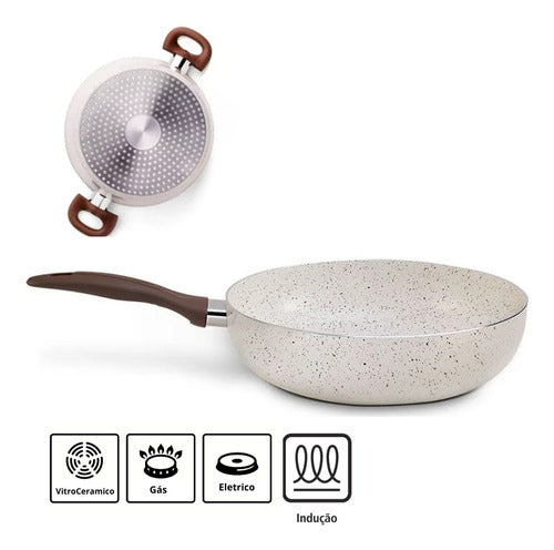 Frigideira Wok Antiaderente Cerâmica 28cm Indução Vanilla 2