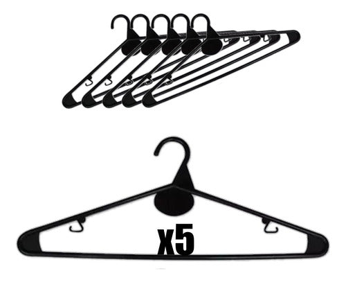 Generic Combo 5 Black Plastic Hangers for Closet Clothing 0