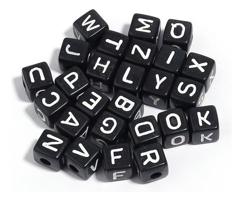 Black Cube Letters White Letter 6x6mm 160 Units x 25g 3