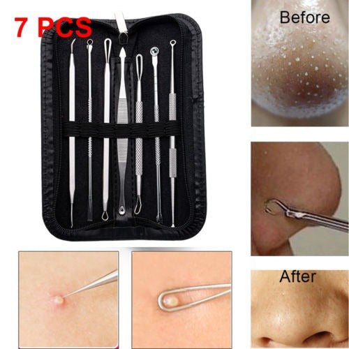 7pcs Espinilla Espinilla Mancha Cara Acné Comedón Extractor - High-Quality Acne Removal Tool Set 1