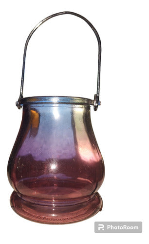 Glass Lantern - Orange-Violet 18x8cm 0