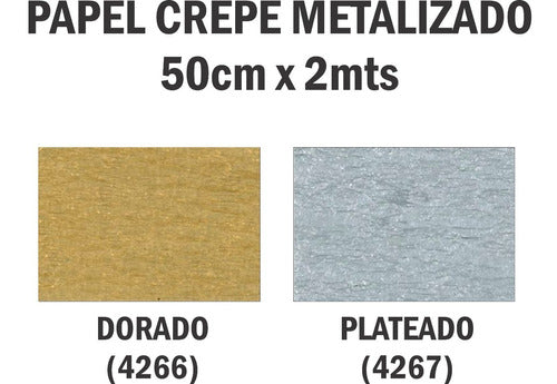 10 Crepe Paper 0.5x2 Meters Metallic Colors Gold Silver 1