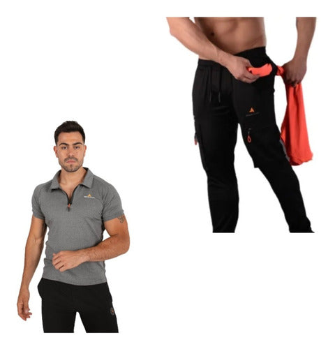 Men's Urban Luxury Sports Set: Lycra Polo Shirt + Cargo Pants 0
