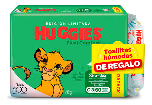 Pañales Huggies Flexi Confort G X60 + Toallitas Húmedas Ub 0