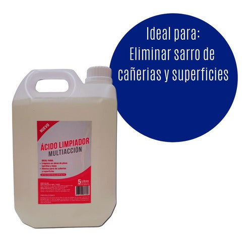 Pack 3 Limpiador Acido Muriatico Piscina 5l + Kit Vulcano Ph 5