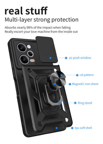 Generic Armor Ring Camera Cover Case for Note 12 Pro 2