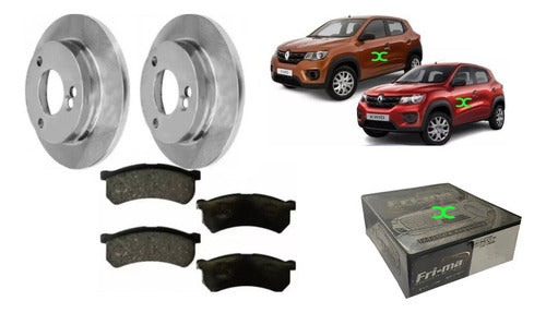 Front Brake Discs and Pads Kit for Renault Kwid Solid 0