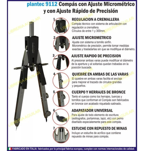 Plantec Compas Tecnico Doble Quiebre Ajuste Micromet Rápido 3