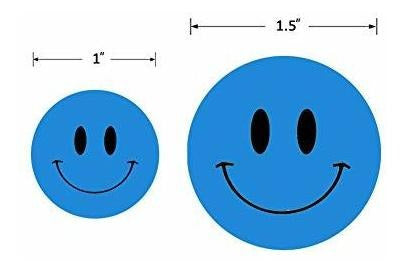 Hcode Smile Face Stickers Roll Happy Face Stickers Circle Dots Paper Labels Reward Stickers 500 Pieces Per Roll (1.5 Inch Blue) 1