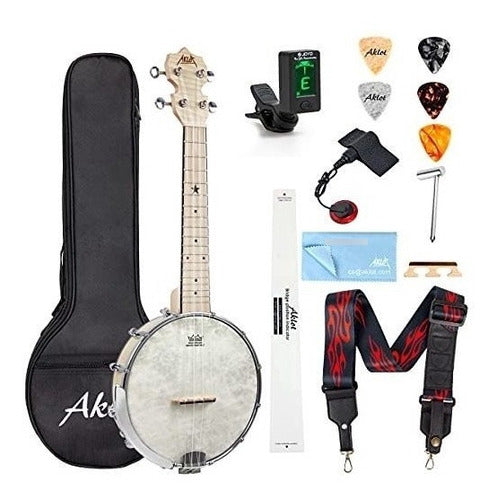 Aklot Banjo Ukulele Concierto 23 Pulgadas Remo Drumhead Open 0