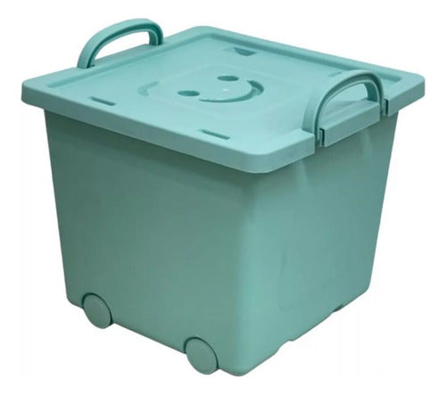 Emoji Plastic Storage Organizer Box with Wheels and Handle 25L 5