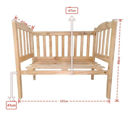 Solid Pine 120x60cm Crib 4