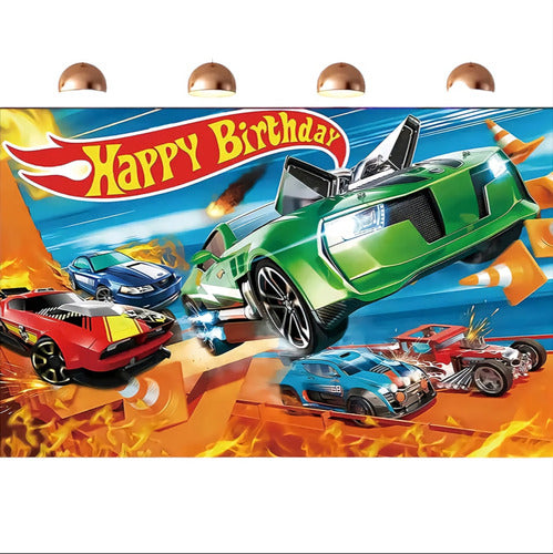 Art.fiesta Adorno Cumple Cotillón Cartel Banner Hotwheels 1