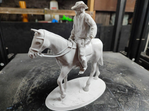 Horse3D Cowboy A Caballo Mod4, Escala 1/16 (18cm), Color Blanco 1