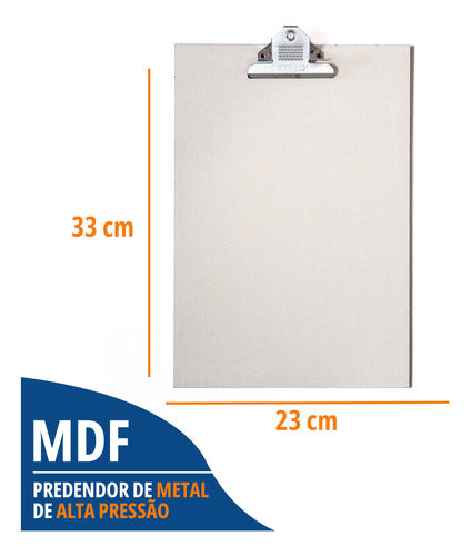 Prancheta A4 Mdf Ofício P/ Desenho Com Pregador De Metal 1