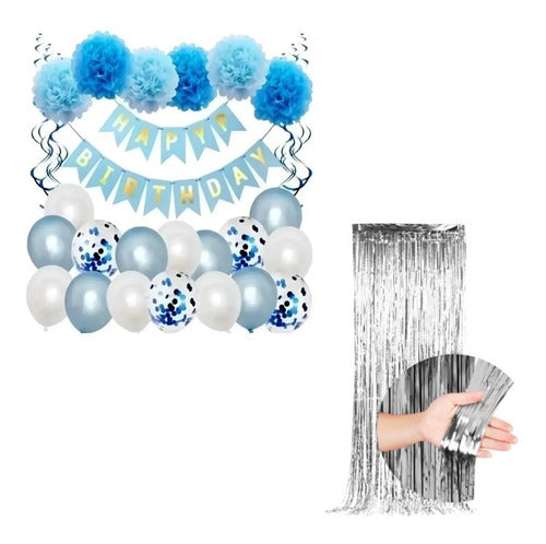 GN Birthday Decoration Pack with Balloons + 2 Metallic Curtains 0