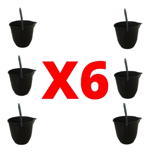 6 Plastic Reinforced 13 Liters Buckets 26cm Tall Wholesale 1