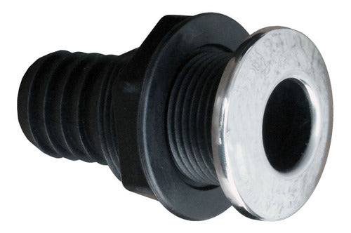 Five Oceans Black Plastic Pasacasco with Stainless Steel Ring for 1-1/2" Hose 0