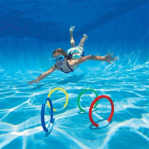 Set 4 Peces Para Buceo +4 Años Juego Pileta Niños Anillos 1