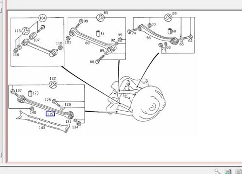 Mercedes Benz Rear Suspension Arm Bar W124 W202 W201 4