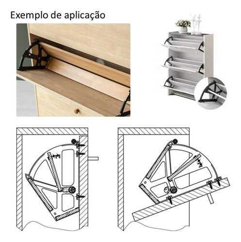 Kit Articulador P/ Sapateira Duplo Móveis Articulação Preto 4