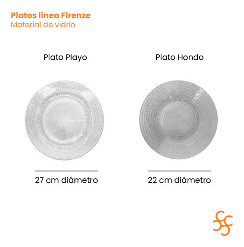 Durax Set Platos Firenze Playo Hondo Vasos Pampa Vidrio Durax X18 2