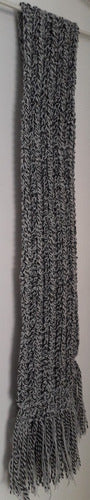 Generic Handmade Wide Scarf with Natural and Black Fringes 1