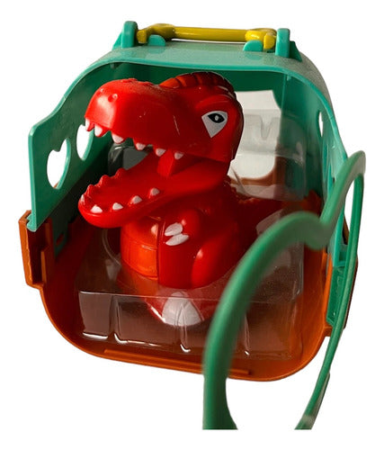 Dino & Go. Dino Pull Figurine with Wheels in its Cage. Kreker 0
