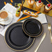 N9R Black Plastic Plates with Gold Rim - 72 Count 6