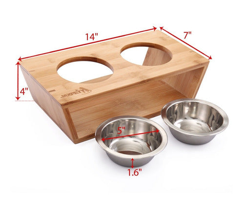 H Raised Double Bowl Pet Feeder for Cats and Dogs 1