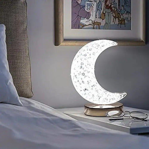 UruguayGadgets Rechargeable USB Touch Table Lamp - Crescent Moon Design with 3 Colors 6