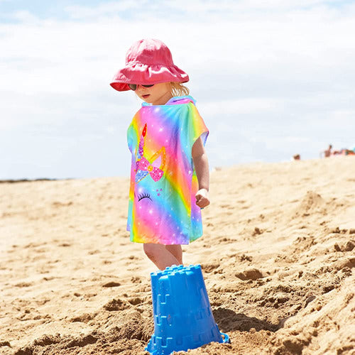 Toalla De Piscina De Playa De Baño Con Capucha Para Niños Ni 2