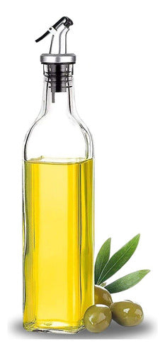 Kitchen Tools Oil and Vinegar Bottle Glass Steel Spout 500 ml D+m Bazar 0