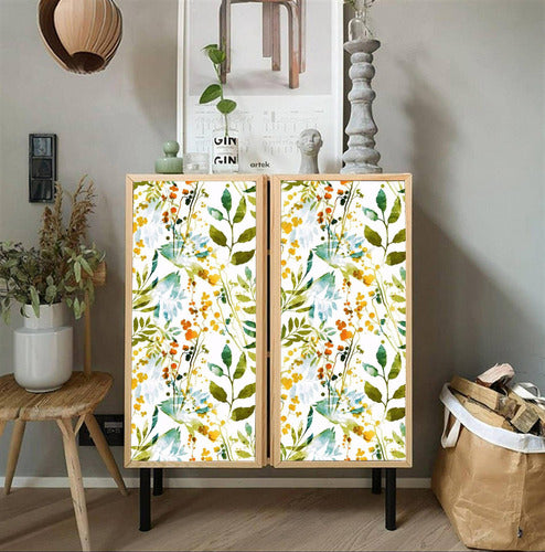 Blooming Wall Papel Tapiz De Acuarela Verde Azul Y Amarillo 4