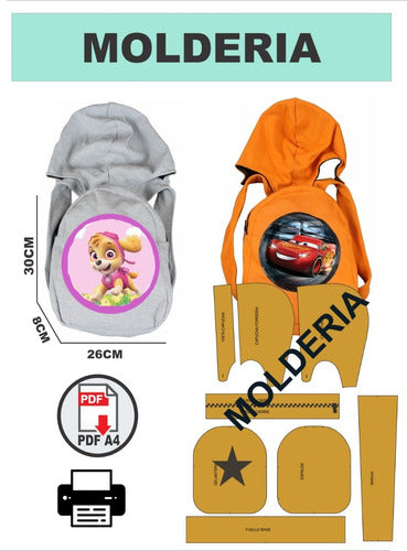 HADASSAH PAEZ Printable PDF A4 Hooded Backpack Pattern 0