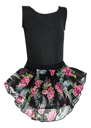 Soko Muscular Mesh Dance Leotard and Lace or Floral Skirt 0