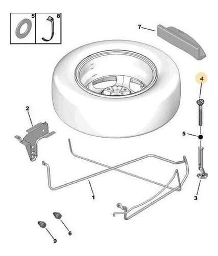 Tornillo Rueda De Auxilio Peugeot 206/306/307 Original 2