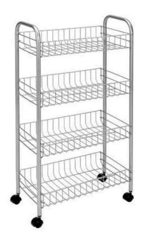 Steel Vegetable Rack with Four Baskets and Wheels 0