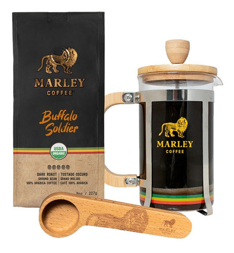 Marley Coffee French Press 600 Ml + Ground Coffee + Spoon 0