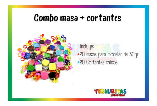 Combo X20 Masa Para Modelar 30gr + Cortantes Plastilina Full 1