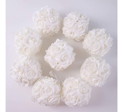 Idyllic 9pcs Rose Flower Foam Kissing Balls for Decoration 1